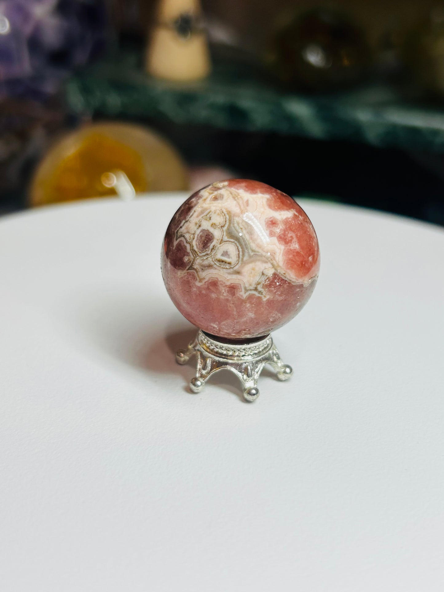 Rhodochrosite mini sphere