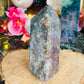 Moss agate with ocean jasper tower