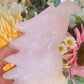 Rose quartz with golden healer eagle head
