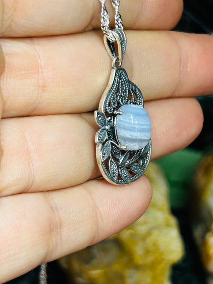 Blue lace agate necklace