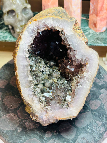 Amethyst with rutile cave