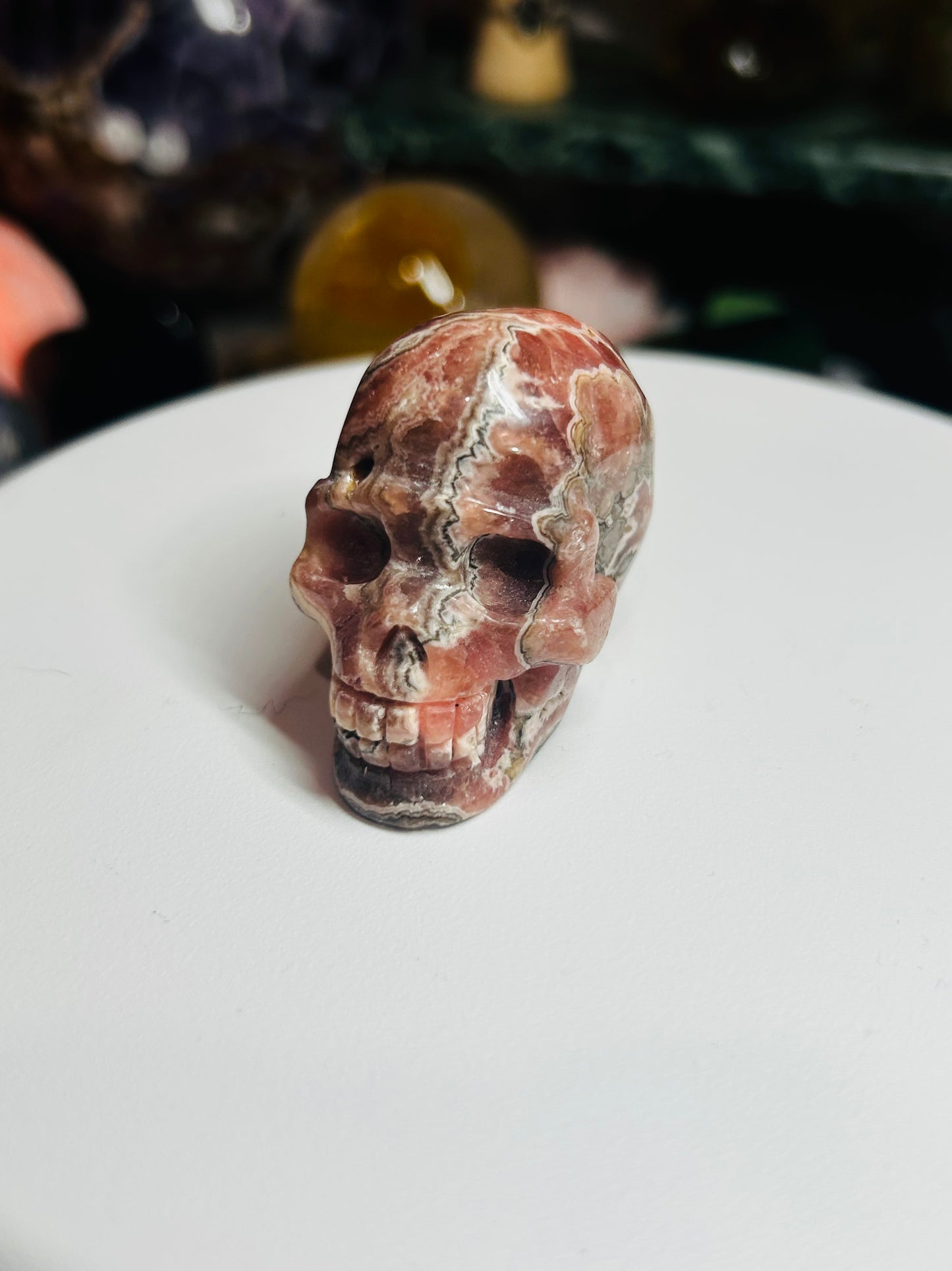 Rhodochrosite skull