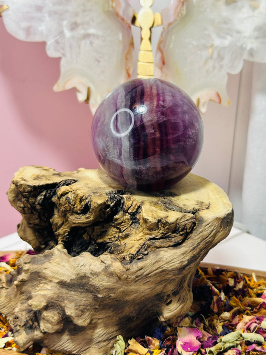 Rainbow fluorite sphere