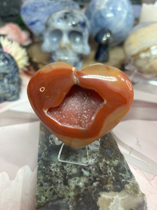 Carnelian druzy heart