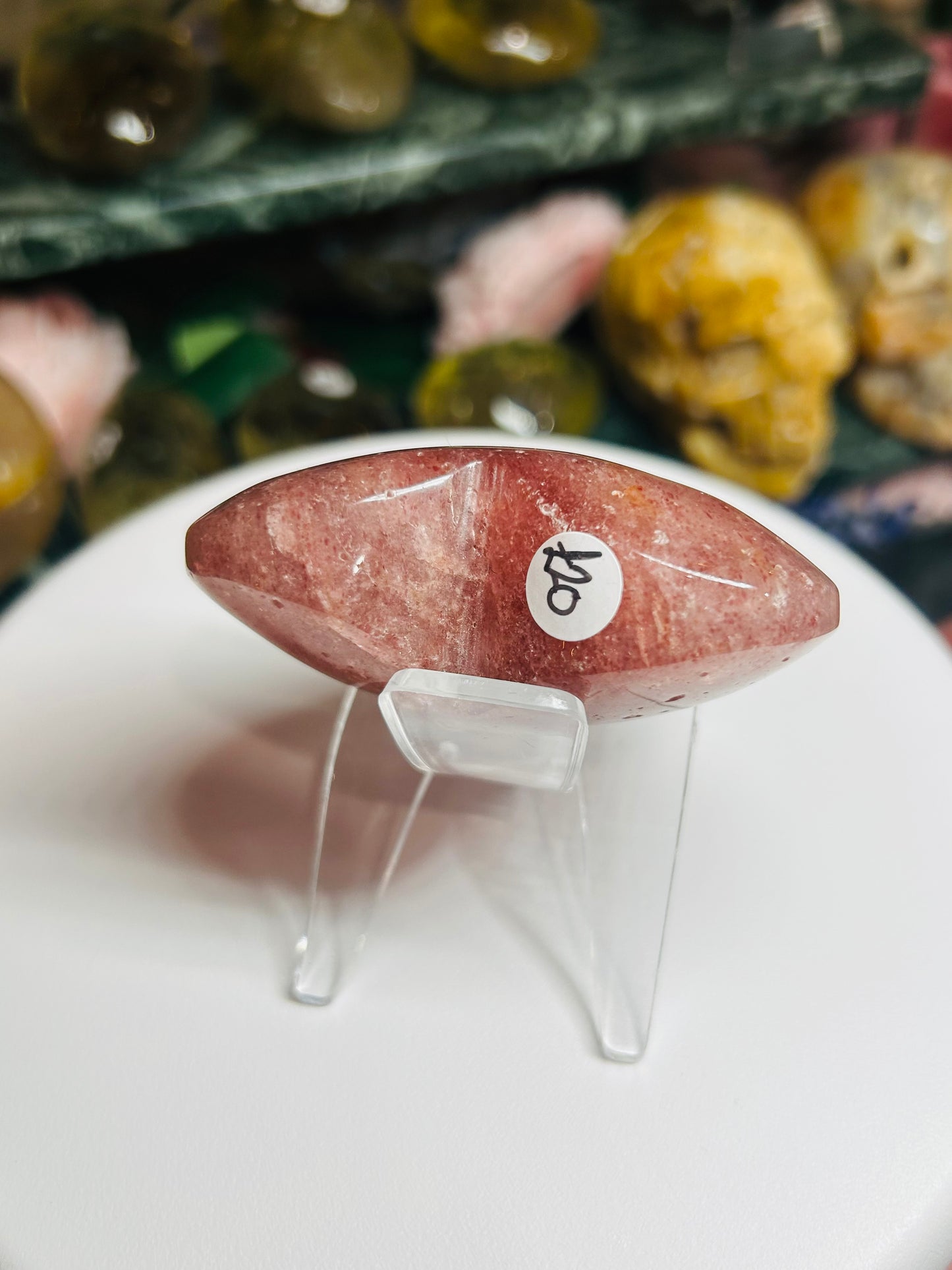 Strawberry quartz puffy heart