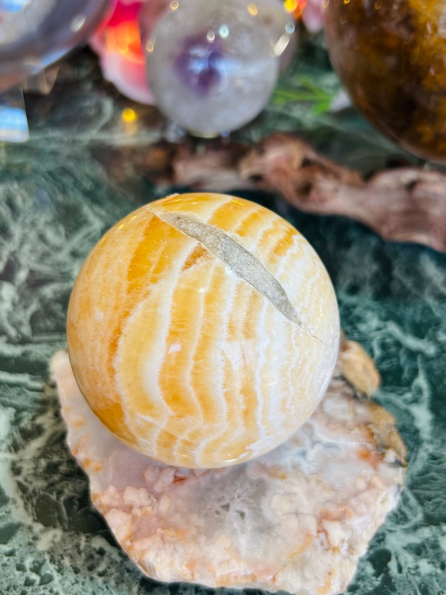 Orange calcite sphere