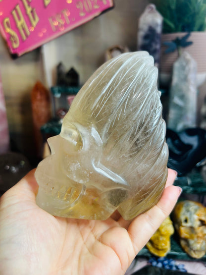 Smoky quartz skull