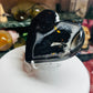 Black agate druzy heart