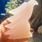 Rose quartz with golden healer eagle head