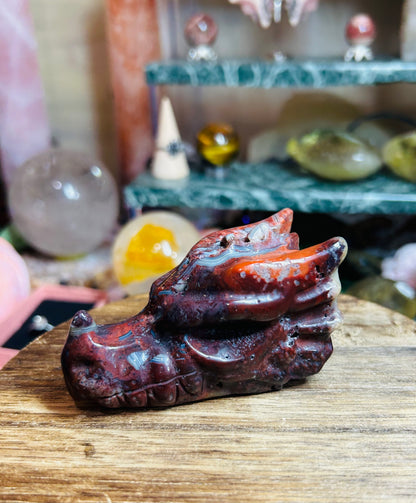 Mexican lace agate dragon head with druzy
