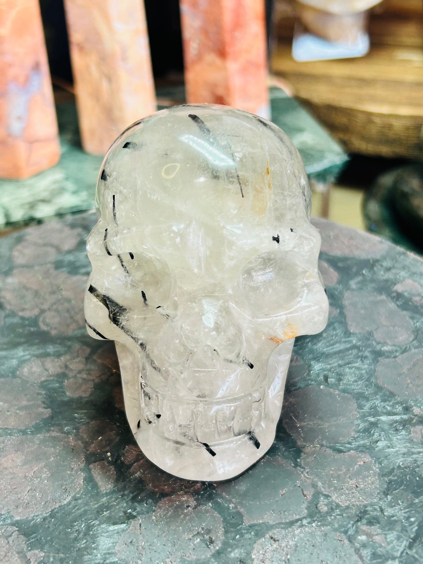 Tourmaline in quartz skull