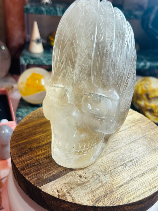 Smoky quartz skull
