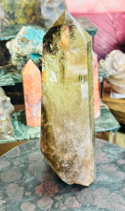 Smoky citrine tower with phantom