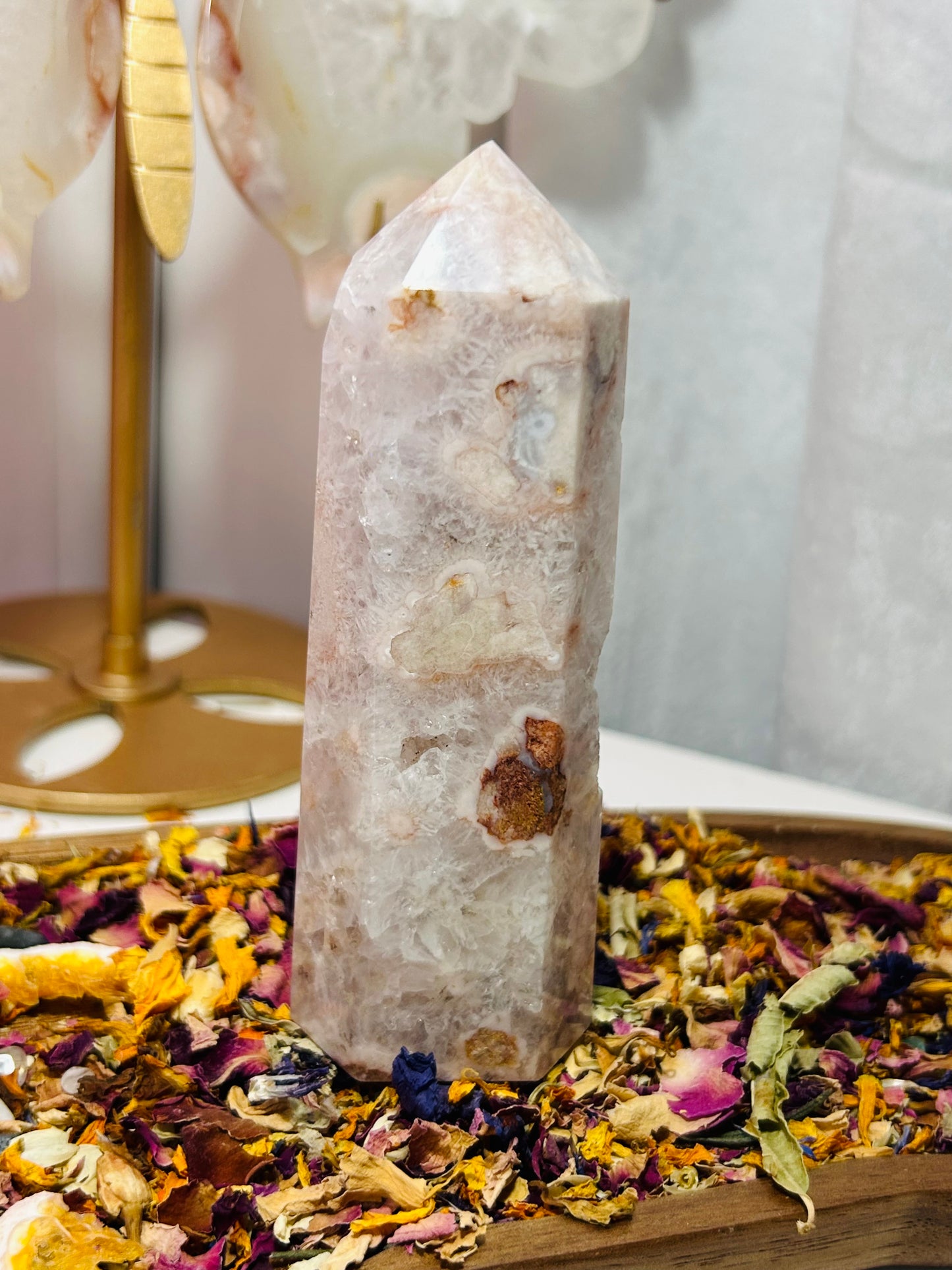 Pink amethyst flower agate flower