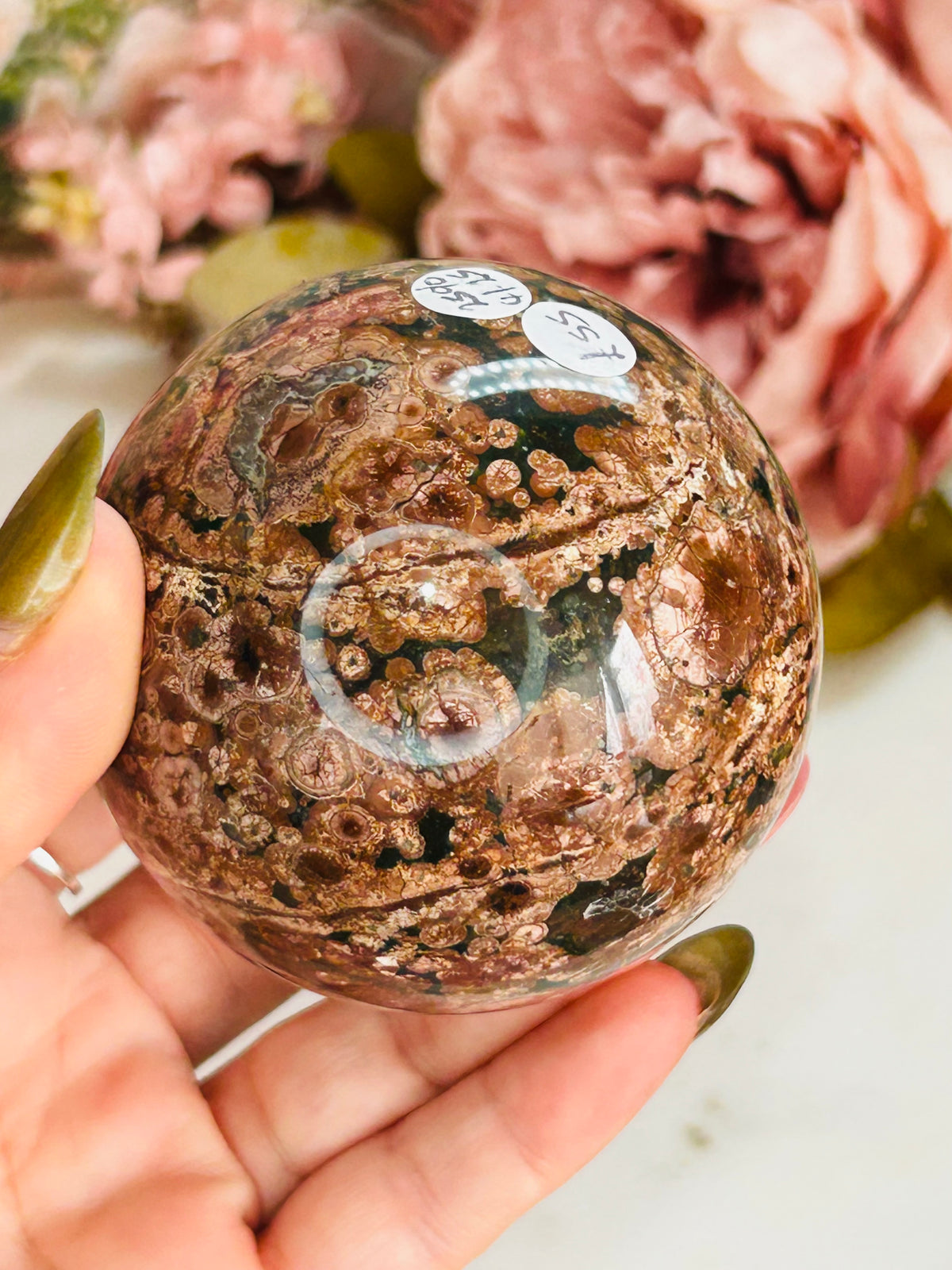 Russian flower agate sphere