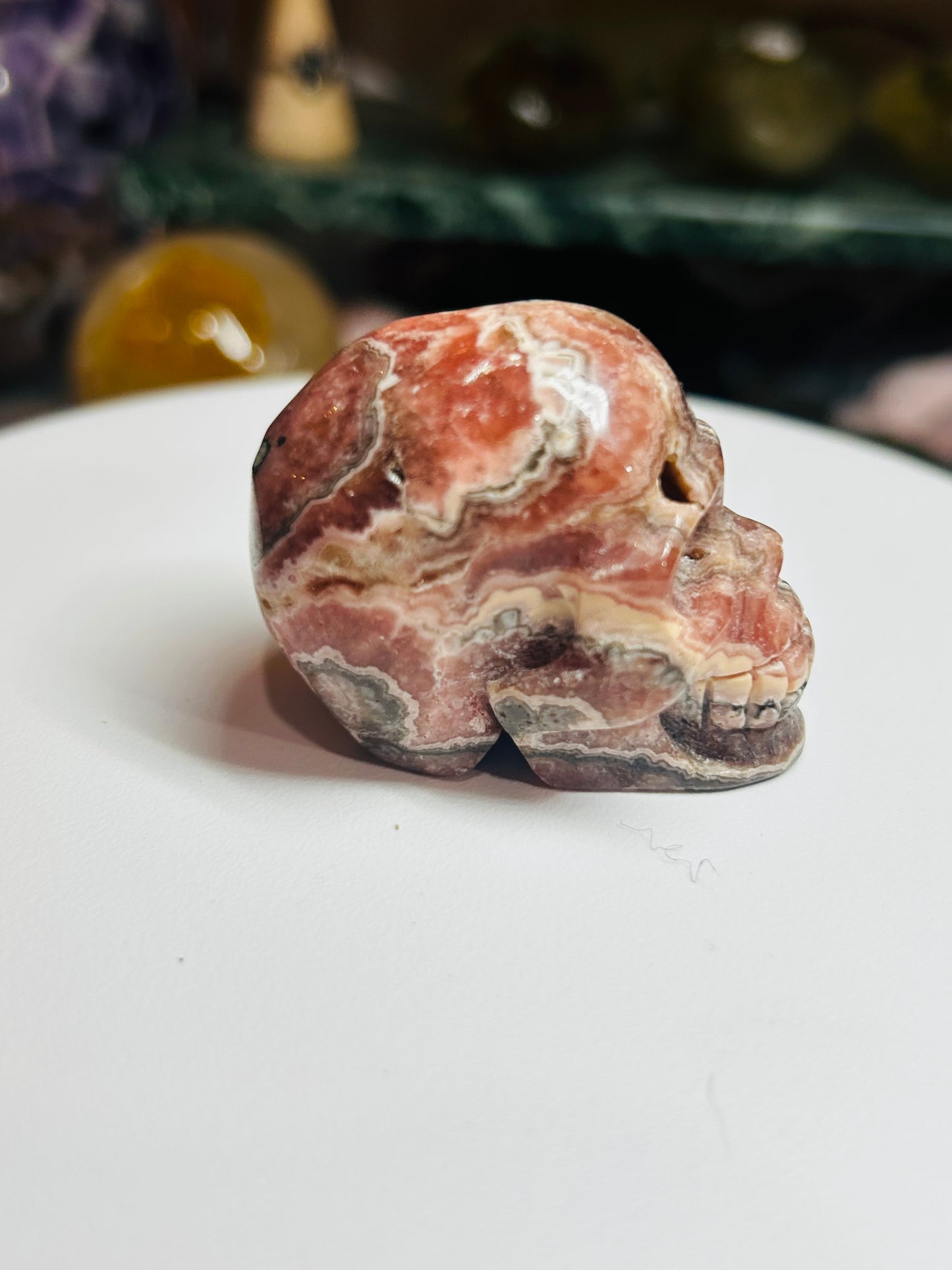 Rhodochrosite skull