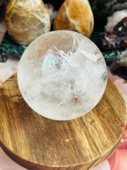 Clear quartz sphere