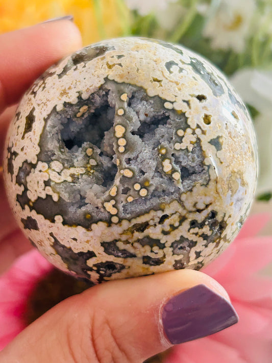 Ocean jasper druzy sphere
