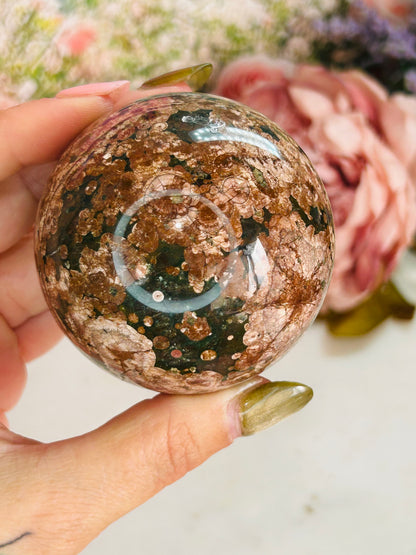 Russian flower agate sphere