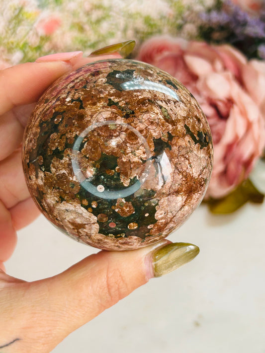 Russian flower agate sphere