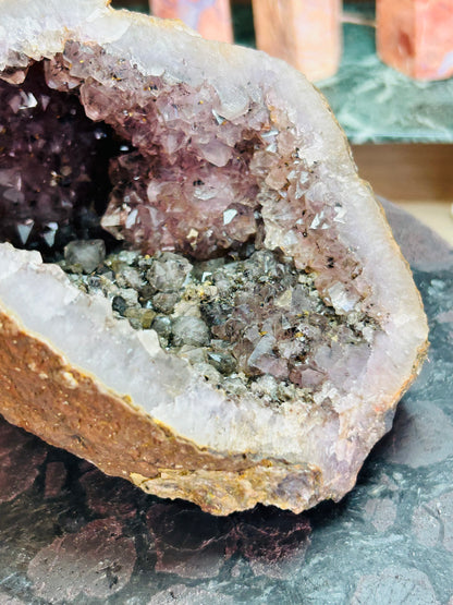 Amethyst with rutile cave