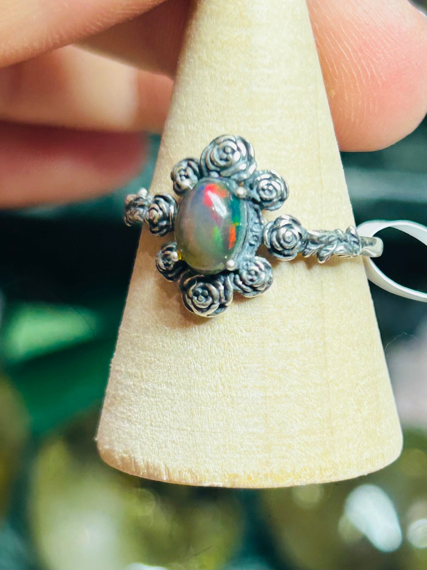 Black Opal s925 adjustable ring