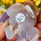 Flower agate frog with druzy
