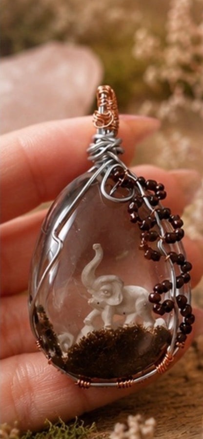 Garden quartz wire wrapped pendant