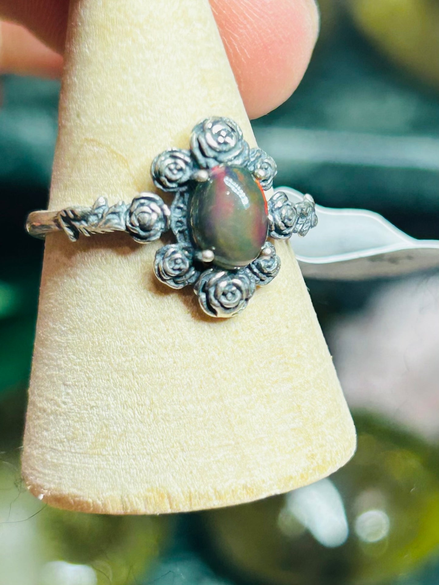 Black Opal s925 adjustable ring