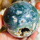 Moss agate druzy sphere