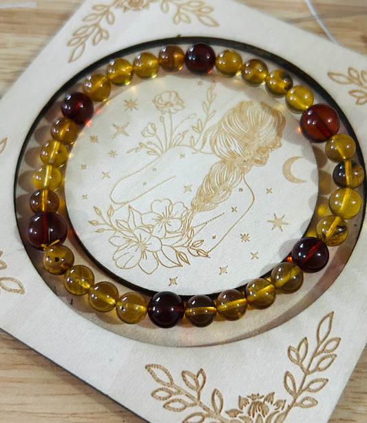 Blood amber with blue amber