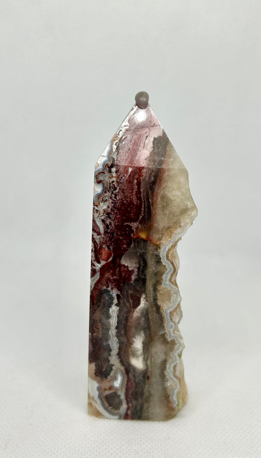 Mexico agate tower with raw side