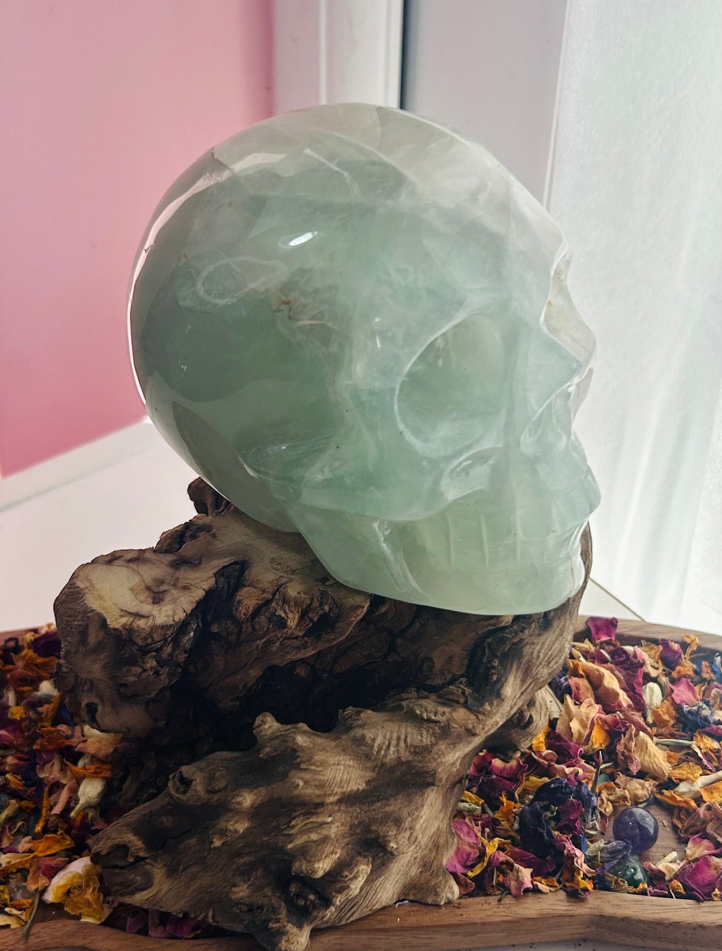 Green fluorite skull £118