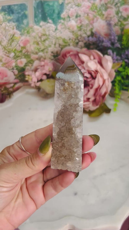 Druzy agate tower