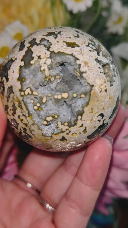 Ocean jasper druzy sphere