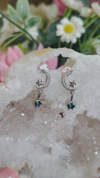 London blue topaz moon droplet earrings s925