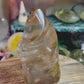 Smoky quartz with golden healer flame