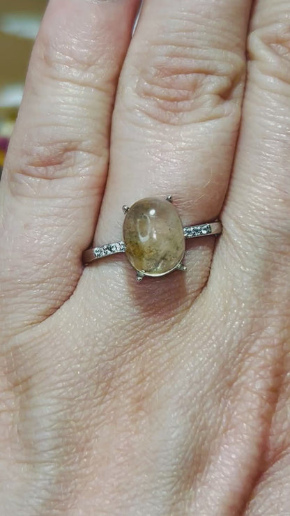 Dentritic quartz adjustable S925 ring