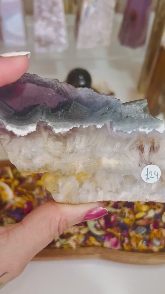 Rutile fluorite with pyrite slab